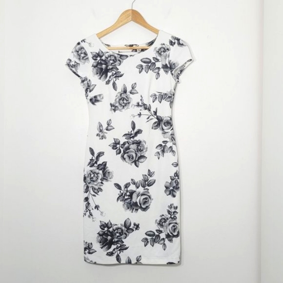 Stork & Babe Rose Floral Sheath Dress Short Sleeve Scoop Maternity Stretch XXS - Picture 1 of 9